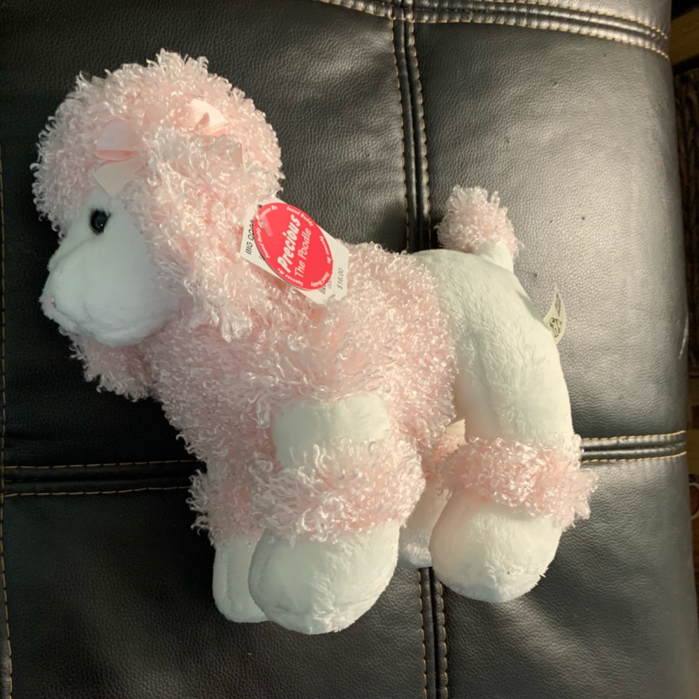 New BIG DOG Buddies “Precious the Poodle” Soft White & Pink Stuffed Animal TOY
